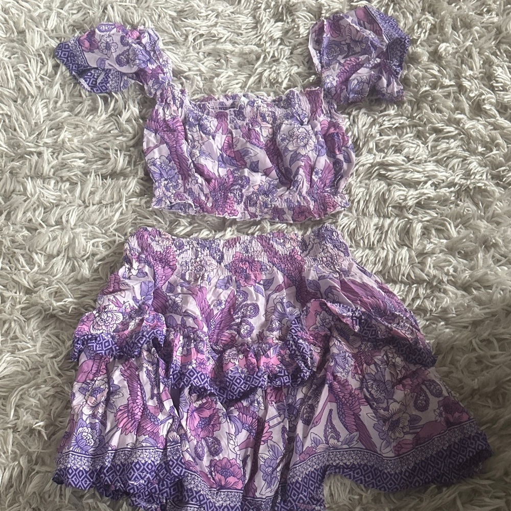Adorable Purple Floral Kids Dress Set